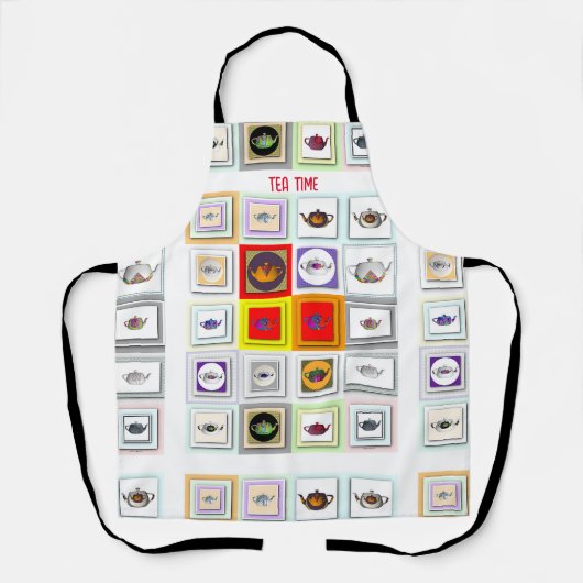 Theetijd theepotten schort (Voorkant)