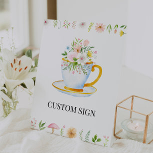 Theetijd Whimsisch Wilde Bloem Custom Bord Reclamebord Met Voetstuk