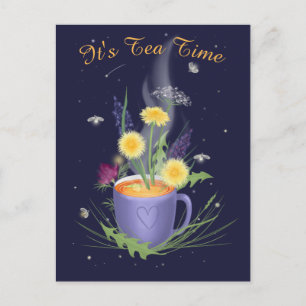 Theetijd Zomer Bloemen Ansichtkaart Briefkaart