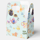 theetijdpatroon - theekopjes en theepot in bedankdoosjes (Geopend)