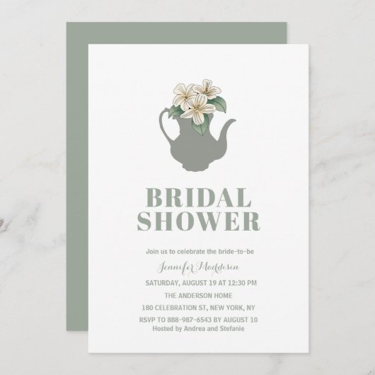 Theetuin Bruiloft Uitnodiging (Voorkant / Achterkant)