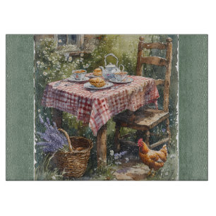 Theetuin Waterverf Ochtend in Cottage Stijl Snijplank