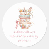 Theevisite Bruidsfeest cadeautje Ronde Sticker (Voorkant)