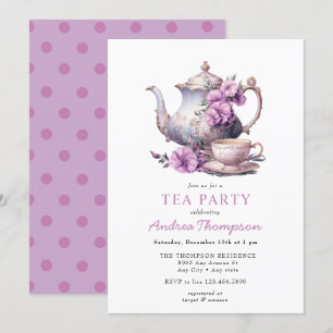 Theevisite met Bloemen Thee Feestje Kaart