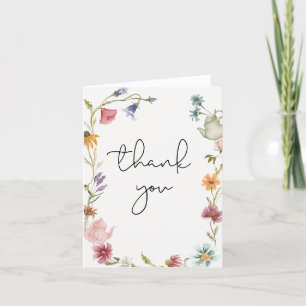 Theevisitekaartje met wilde bloemen bedankkaart