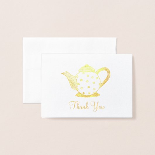 Théière à pois Pot à thé Douche Carte de remerciem (Devant avec enveloppe)