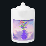 Théière avec vase de fleure.<br><div class="desc">désigne de vase avec une variété de fleurs sur théière.</div>