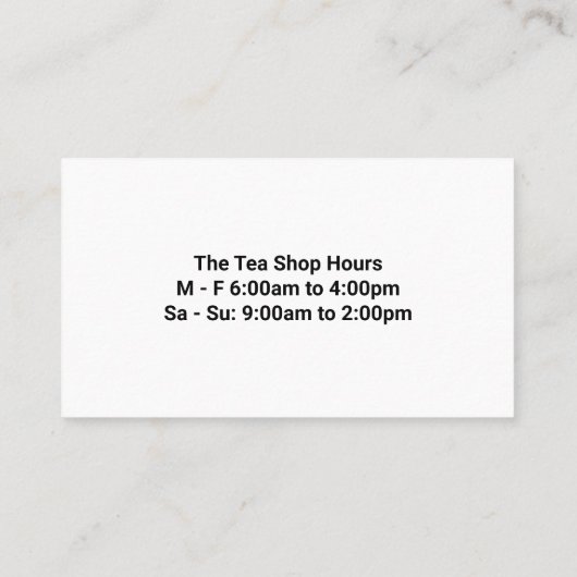 Thèière | Carte de visite Plante thé (Dos)