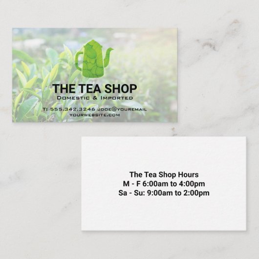 Thèière | Carte de visite Plante thé (Devant / Derrière)