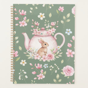 Théière de lapin fantaisiste - Cahier floral de pr