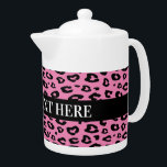 Théière personnalisée avec empreinte de léopard ro<br><div class="desc">Théière personnalisée avec empreinte de léopard rose. Pot à thé couleur personnalisé avec votre propre texte. Décorez les vôtres avec un design cool.</div>