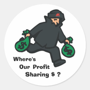 theif, aklogo, Waar is, Our, Sharing $ ?, Winst Ronde Sticker