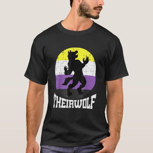 Theirwolf Nonbinary Pride Non Binary Enby NB Flag T-shirt (Voorkant)