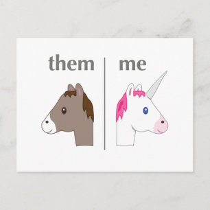 Them vs ik Donkey vs Unicorn grappig Briefkaart