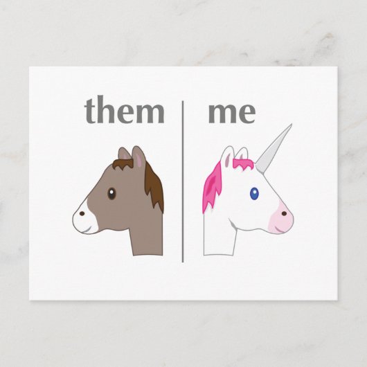 Them vs ik Donkey vs Unicorn grappig Briefkaart (Voorkant)