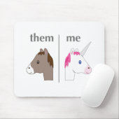 Them vs ik Donkey vs Unicorn grappig Muismat (Met muis)