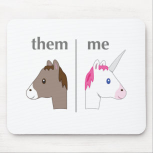 Them vs ik Donkey vs Unicorn grappig Muismat