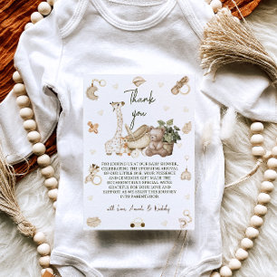 Thema Baby Shower Dieren Bedankkaart