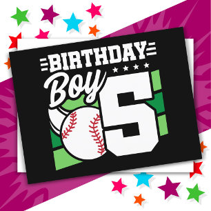 Thema baseballfeestje voor 5-jarige jongen 5e verj briefkaart