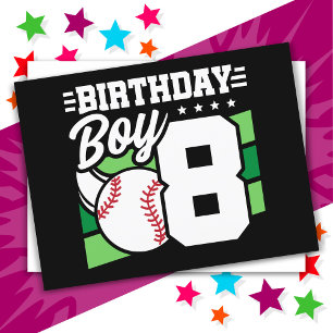 Thema baseballfeestje voor 8-jarige 8e verjaardag  briefkaart