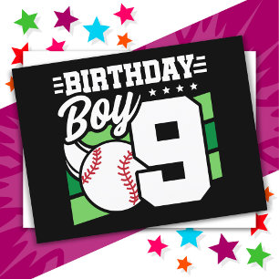 Thema baseballfeestje voor 9-jarige 9e verjaardag  briefkaart