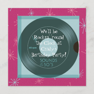 Thema Birthday Party Invitations 1950 Kaart