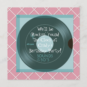 Thema Birthday Party Invitations 1950 Kaart