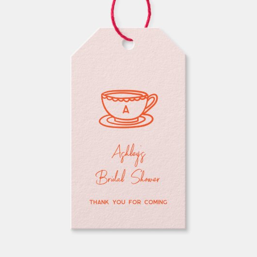 Thema Bruiloftsfeest Tea Whimsical Doodle Cadeaulabel (Voorkant)