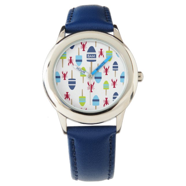 Thema buoy en kreeft, monogrammen horloge (Voorkant)