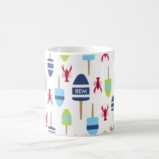 Thema buoy en kreeft, monogrammen koffiemok (Center)