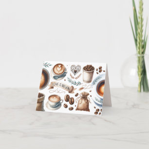 Thema Dankkaartjes met koffieprint Bedankkaart