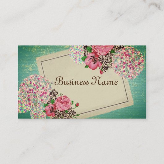  thema, floral, retro visitekaartje (Voorkant)