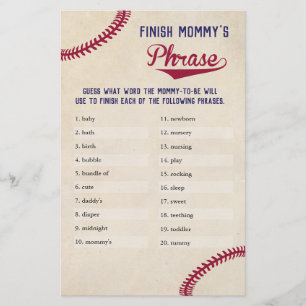 Thema-honkbal baby shower: voltooi mama's zin flyer
