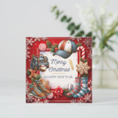 Thema: honkbal Kerstmis Feestdagenkaart (Staand voorkant)