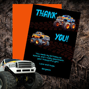 Thema jongens monstertruckfeest bedankkaart
