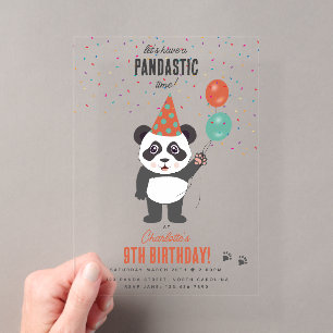Thema Knuffel Panda Kawaii Kinderverjaardagsfeestj Acryl Uitnodigingen