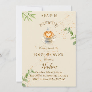 Thema koffie baby shower uitnodiging