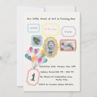 Thema Kunstgalerie - Pastel 1e verjaardagsfoto Kaart