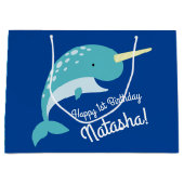 Thema Narwhals Ocean Cute 1st Birthday Groot Cadeauzakje (Voorkant)