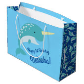 Thema Narwhals Ocean Cute 1st Birthday Groot Cadeauzakje (Achterkant Gekanteld)