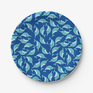 Thema Narwhals Ocean Cute 1st Birthday Papieren Bordje