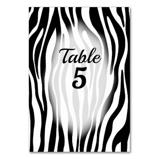 Thema Tafel Nummers Zebra Kaart (Voorkant)