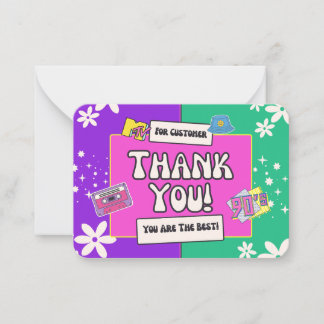 Thema-Thank You Card uit de jaren 90 Notitiekaartje