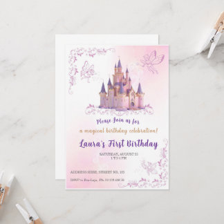 Thema uitnodiging kleine prinses. Kinderfeestje.