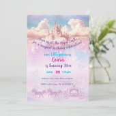 Thema uitnodiging kleine prinses. Kinderfeestje. (Staand voorkant)