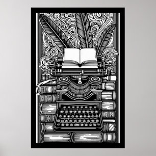 Thema van de schrijver 3 kleur me poster