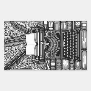 Thema van de schrijver 3 kleur me rechthoekige sticker