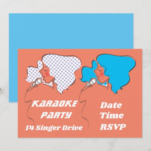 Thema van de zingerretro-partij Karaoke Kaart (Voorkant / Achterkant)