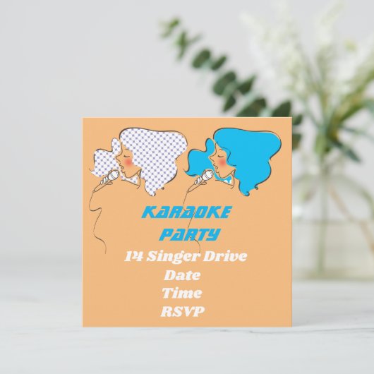 Thema van de zingerretro-partij Karaoke Kaart (Staand voorkant)