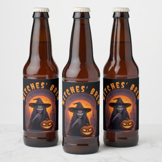 Thema van het Halloween-feest - Witches' Brew Bier Etiket (Flessen)